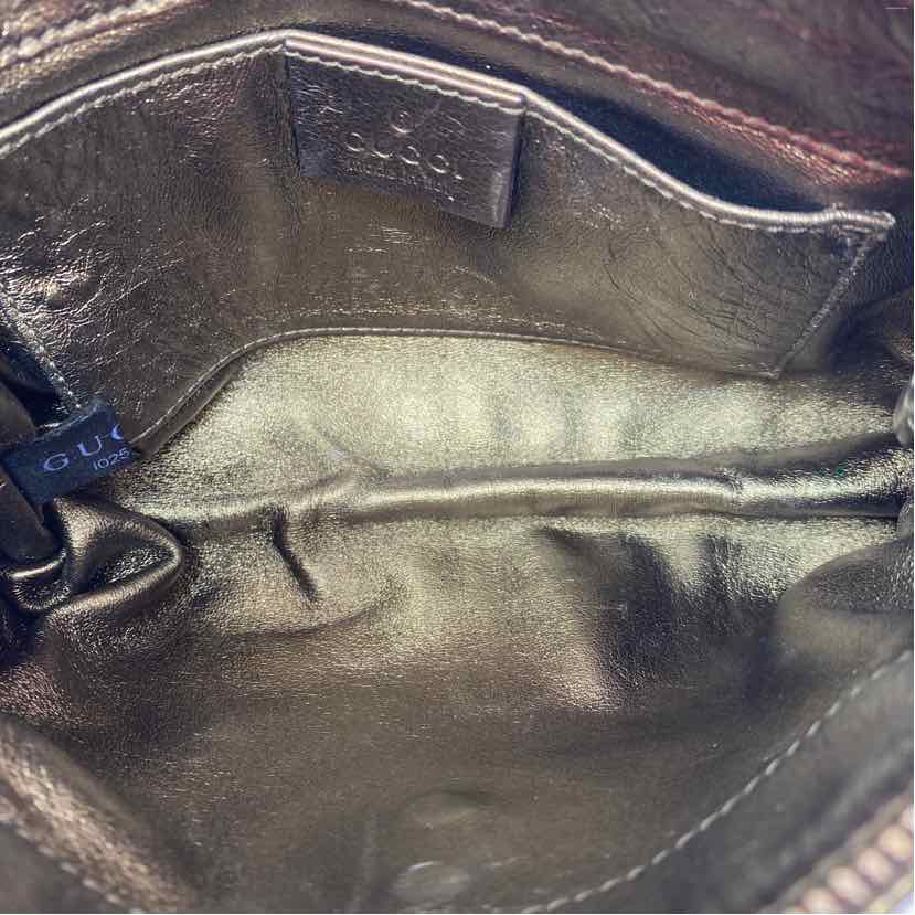 Pre-Owned Gucci Gunmetal Leather Designer Handbag