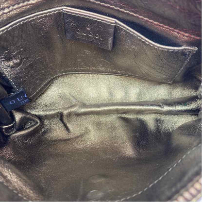 Pre-Owned Gucci Gunmetal Leather Designer Handbag