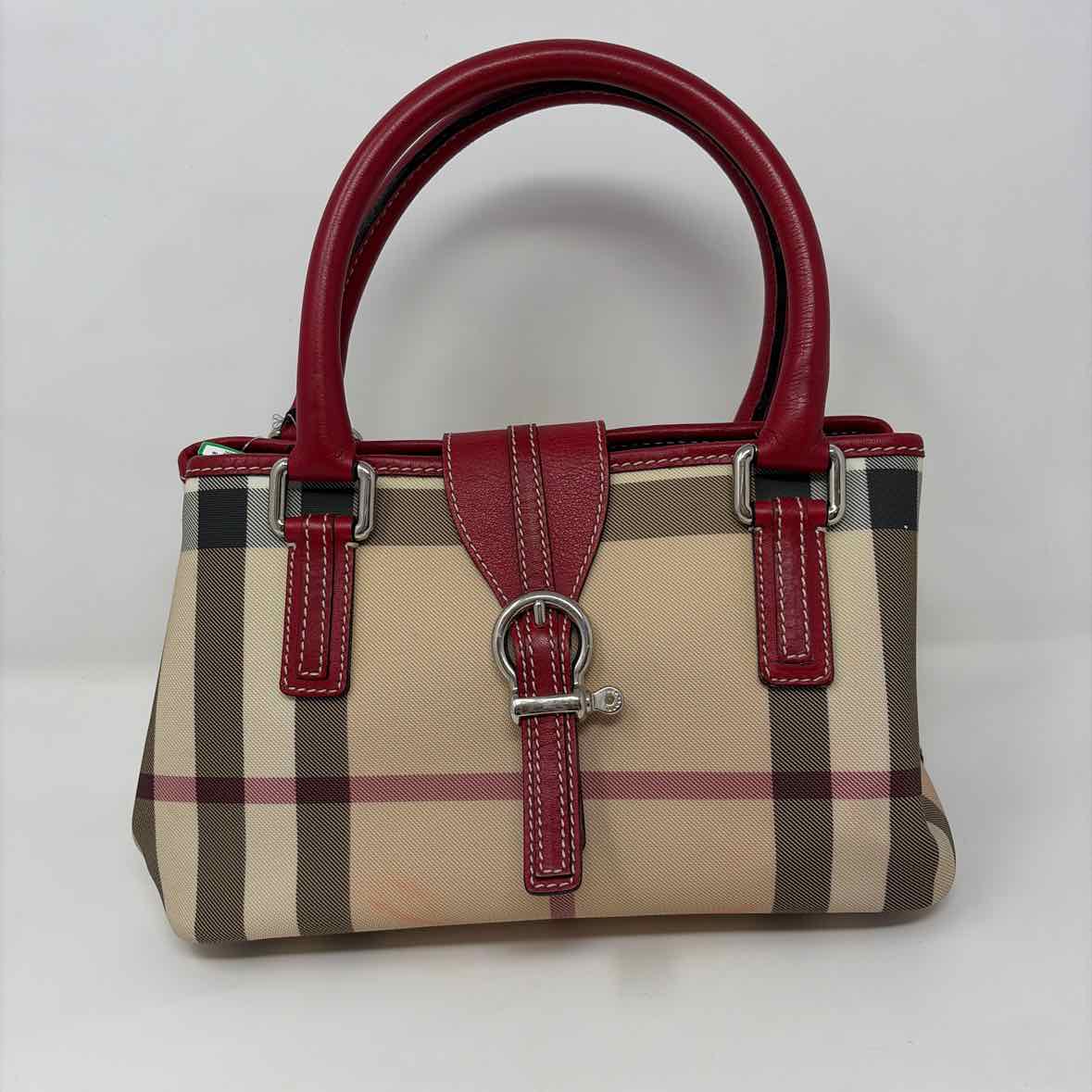 Pre-Owned Burberry Red Multi Coated Canvas Designer Handbag