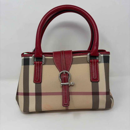 Pre-Owned Burberry Red Multi Coated Canvas Designer Handbag