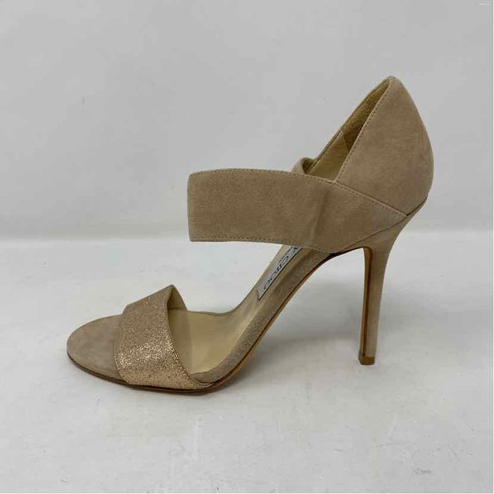 Pre-Owned Jimmy Choo Gold Suede Shoe Size 6.5 Designer Shoes