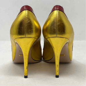 Pre-Owned Gucci Gold Leather Shoe Size 7.5 Designer Shoes