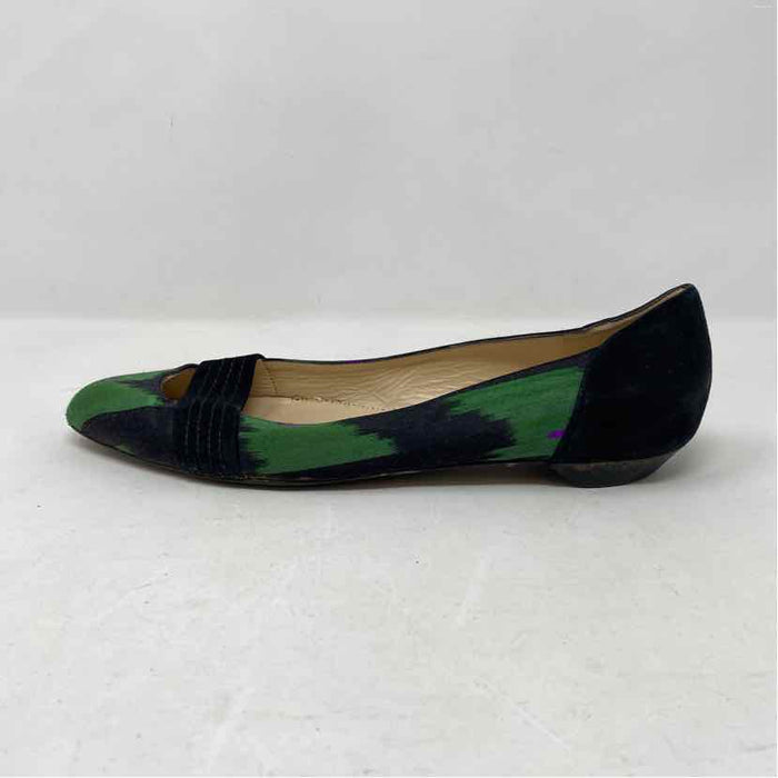 Pre-Owned Shoe Size 9 Oscar de La Renta Black Multi Flats