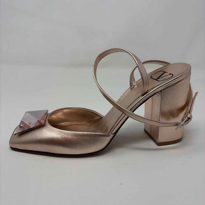 Pre-Owned Valentino Pink Leather Shoe Size 7.5 Designer Shoes