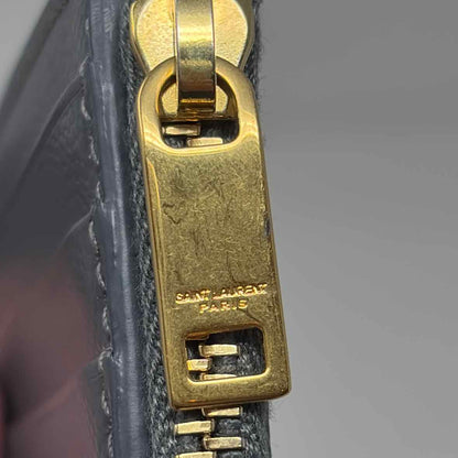Pre-Owned Saint Laurent Grey Leather Designer Wallet