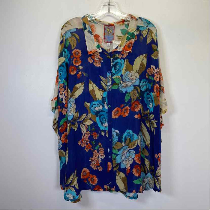 Pre-Owned Size 3X Johnny Was Blue Floral Top