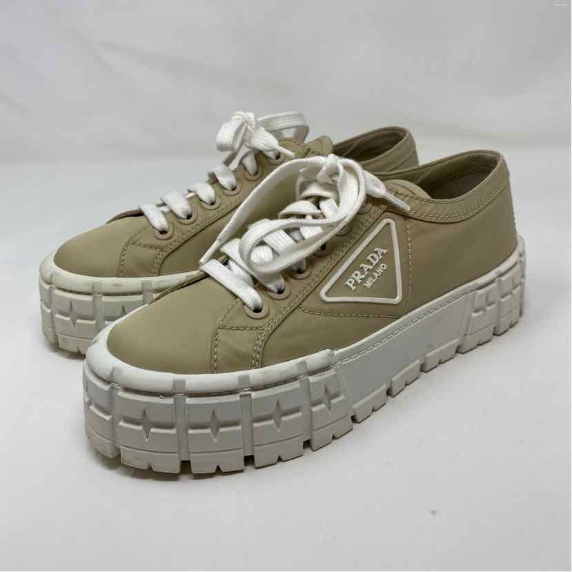 Pre-Owned Prada Taupe Nylon Shoe Size 8.5 Designer Shoes