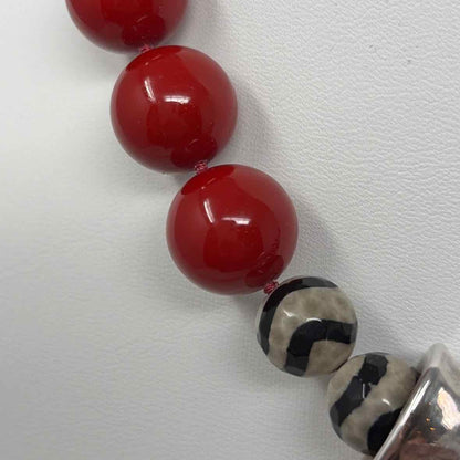 Pre-Owned Simon Sebbag Designs Red Multi Ceramic Necklace