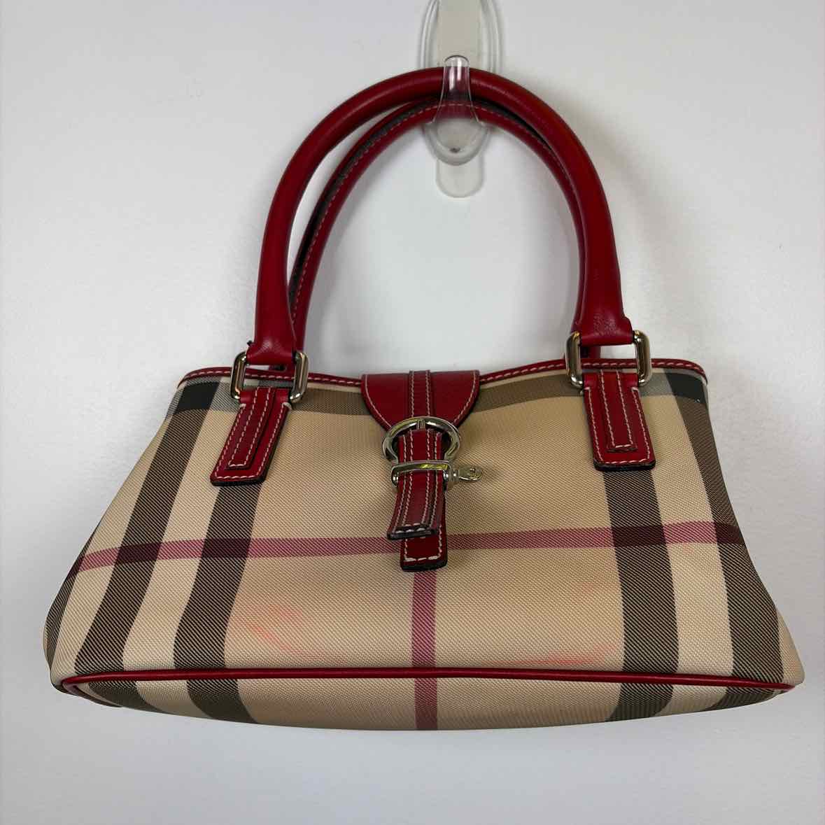Pre-Owned Burberry Red Multi Coated Canvas Designer Handbag