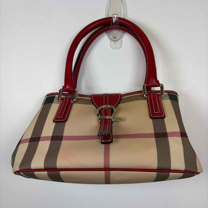 Pre-Owned Burberry Red Multi Coated Canvas Designer Handbag