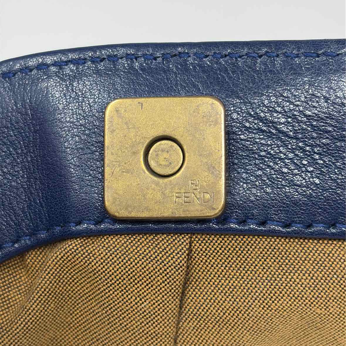Pre-Owned Fendi Navy Leather Designer Handbag