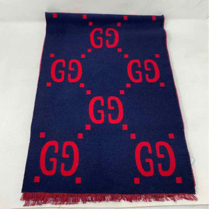 Pre-Owned Gucci Red/ Blue Knit Designer Scarf