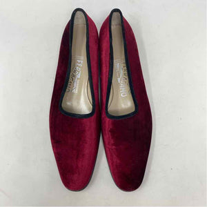 Pre-Owned Ferragamo Burgundy Velor Shoe Size 8.5 Designer Shoes