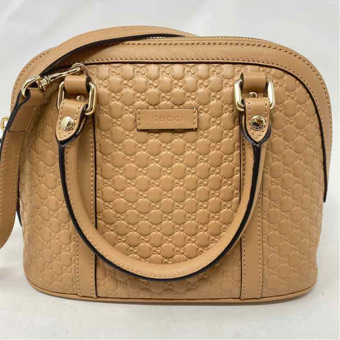 Pre-Owned Gucci Tan Leather Designer Handbag