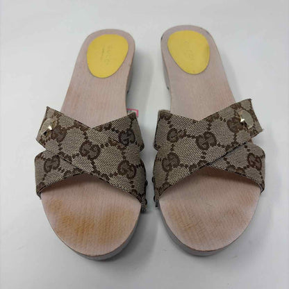 Pre-Owned Gucci Monogram Wood Shoe Size 6 Designer Shoes