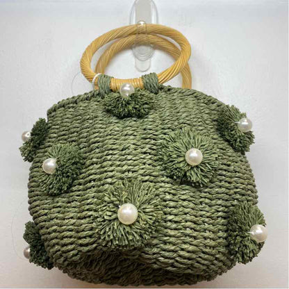 Pre-Owned Green Wicker Handbag