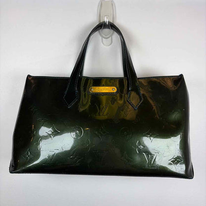 Pre-Owned Louis Vuitton Green Patent Designer Handbag