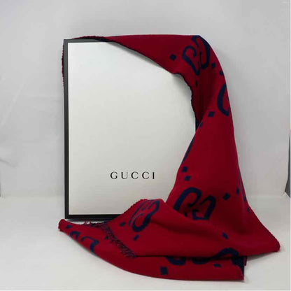 Pre-Owned Gucci Red/ Blue Knit Designer Scarf
