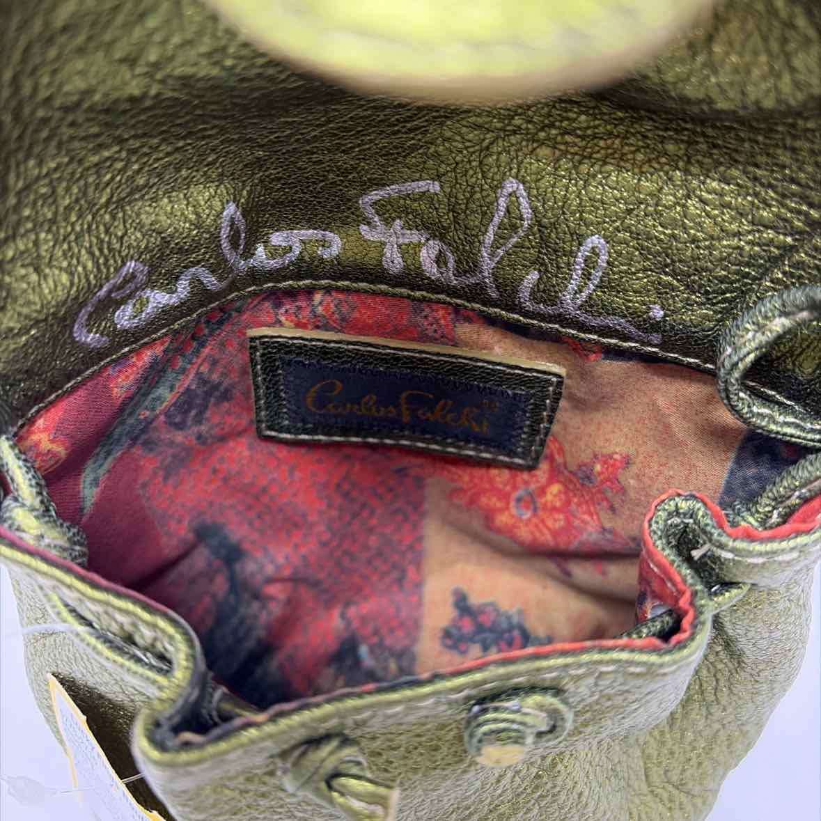 Pre-Owned Carlos Falchi Green Leather Handbag