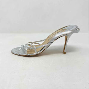 Pre-Owned Manolo Blahnik Silver Leather Shoe Size 9.5 Designer Shoes