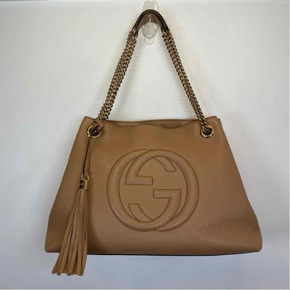 Pre-Owned Gucci Tan Leather Designer Handbag