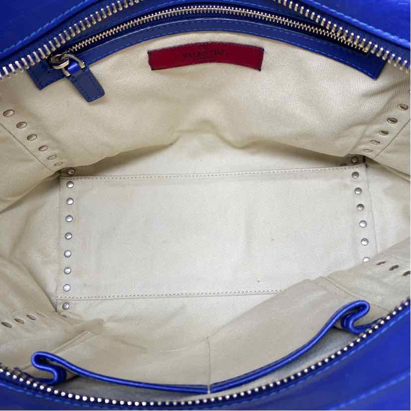 Pre-Owned Valentino Blue Leather Designer Handbag