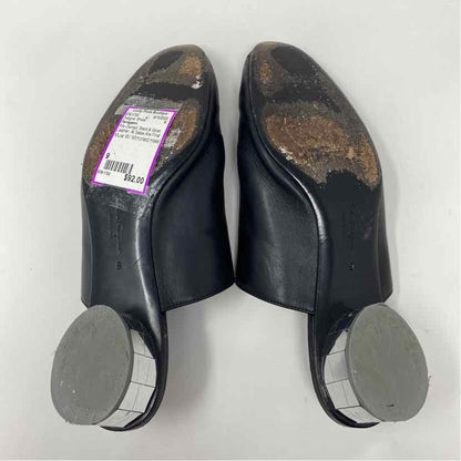 Pre-Owned Ferragamo Black & Silver Leather Shoe Size 9 Designer Shoes
