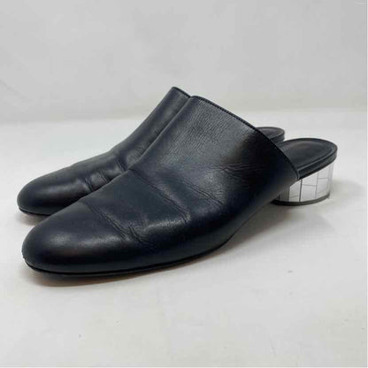 Pre-Owned Ferragamo Black & Silver Leather Shoe Size 9 Designer Shoes