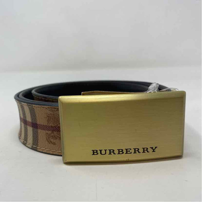 Pre-Owned Burberry Plaid Leather Designer Belt