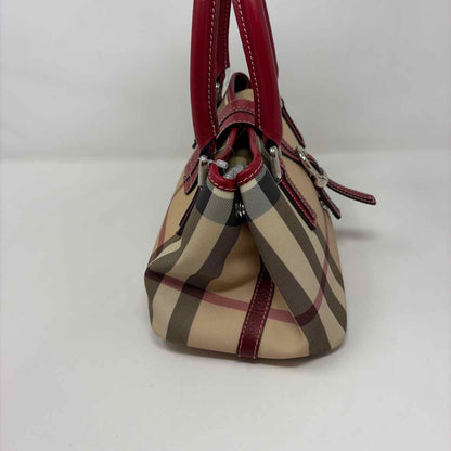 Pre-Owned Burberry Red Multi Coated Canvas Designer Handbag