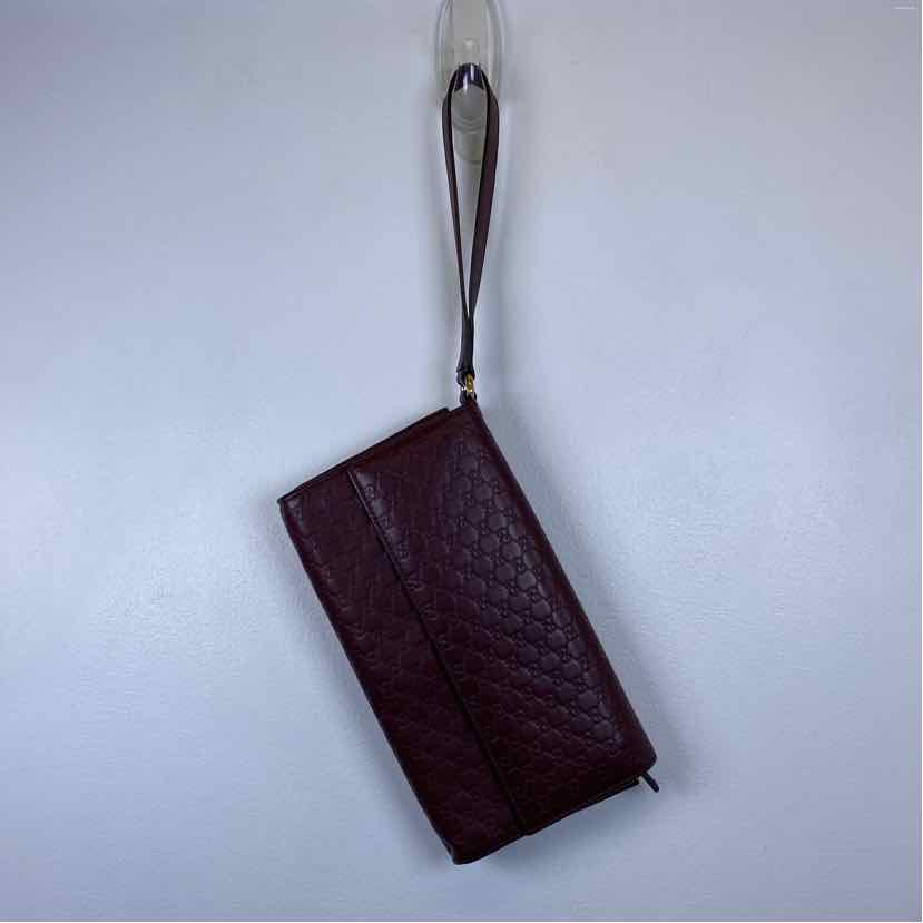 Pre-Owned Gucci Burgundy Leather Designer Wallet