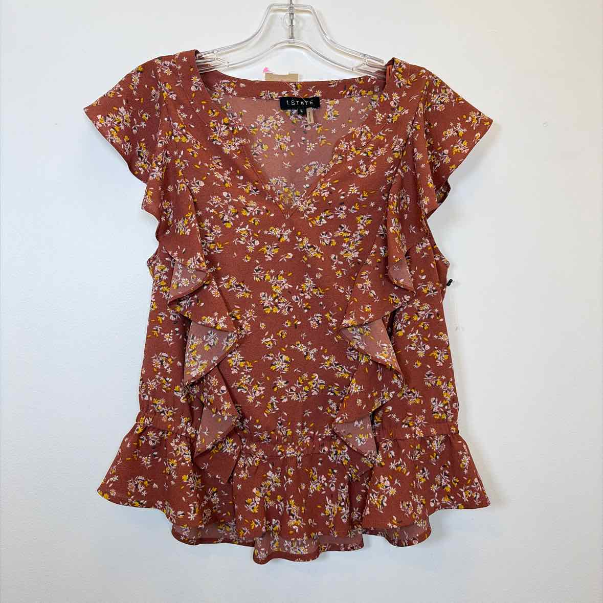 Pre-Owned Size L 1 State Red Floral Top