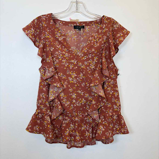 Pre-Owned Size L 1 State Red Floral Top