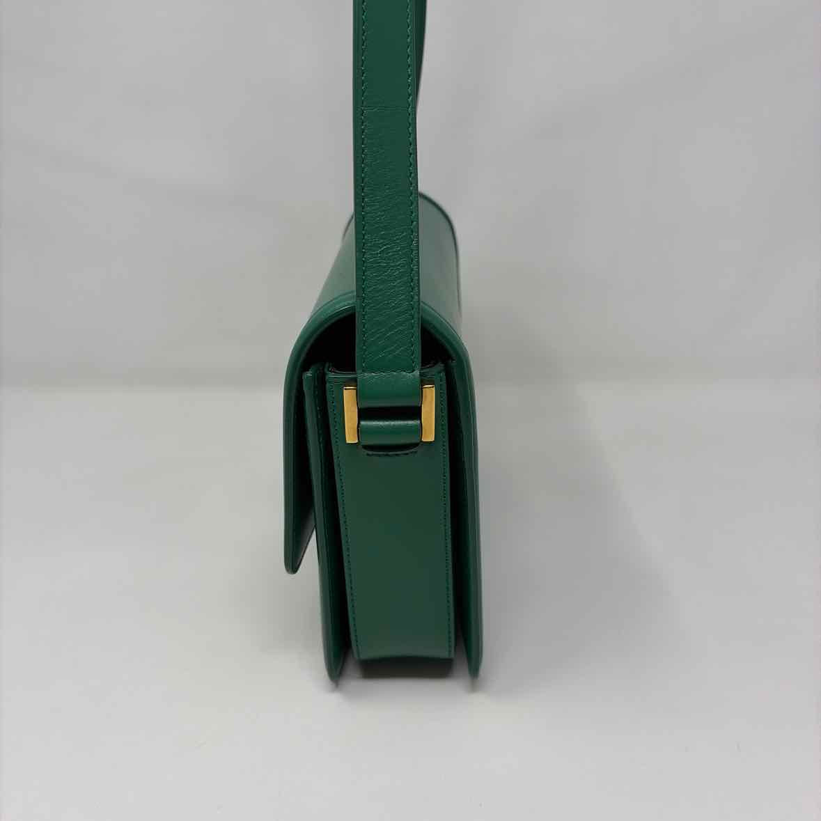 Pre-Owned Saint Laurent Green Leather Designer Handbag