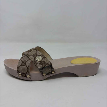 Pre-Owned Gucci Monogram Wood Shoe Size 6 Designer Shoes