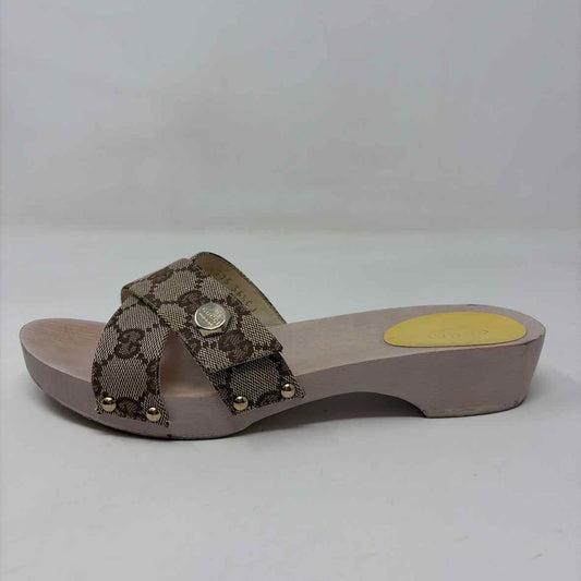 Pre-Owned Gucci Monogram Wood Shoe Size 6 Designer Shoes