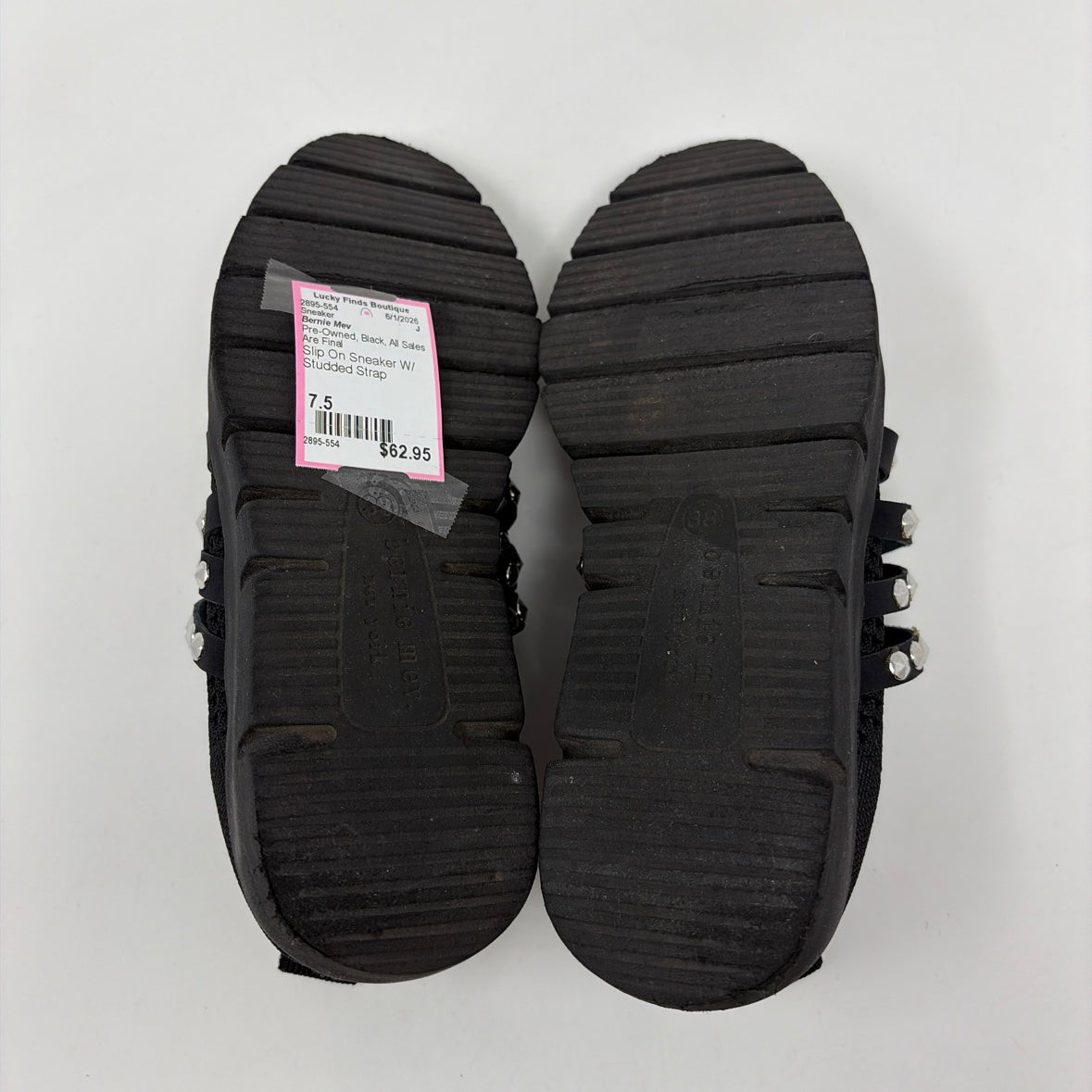 Pre-Owned Shoe Size 7.5 Bernie Mev Black Sneaker