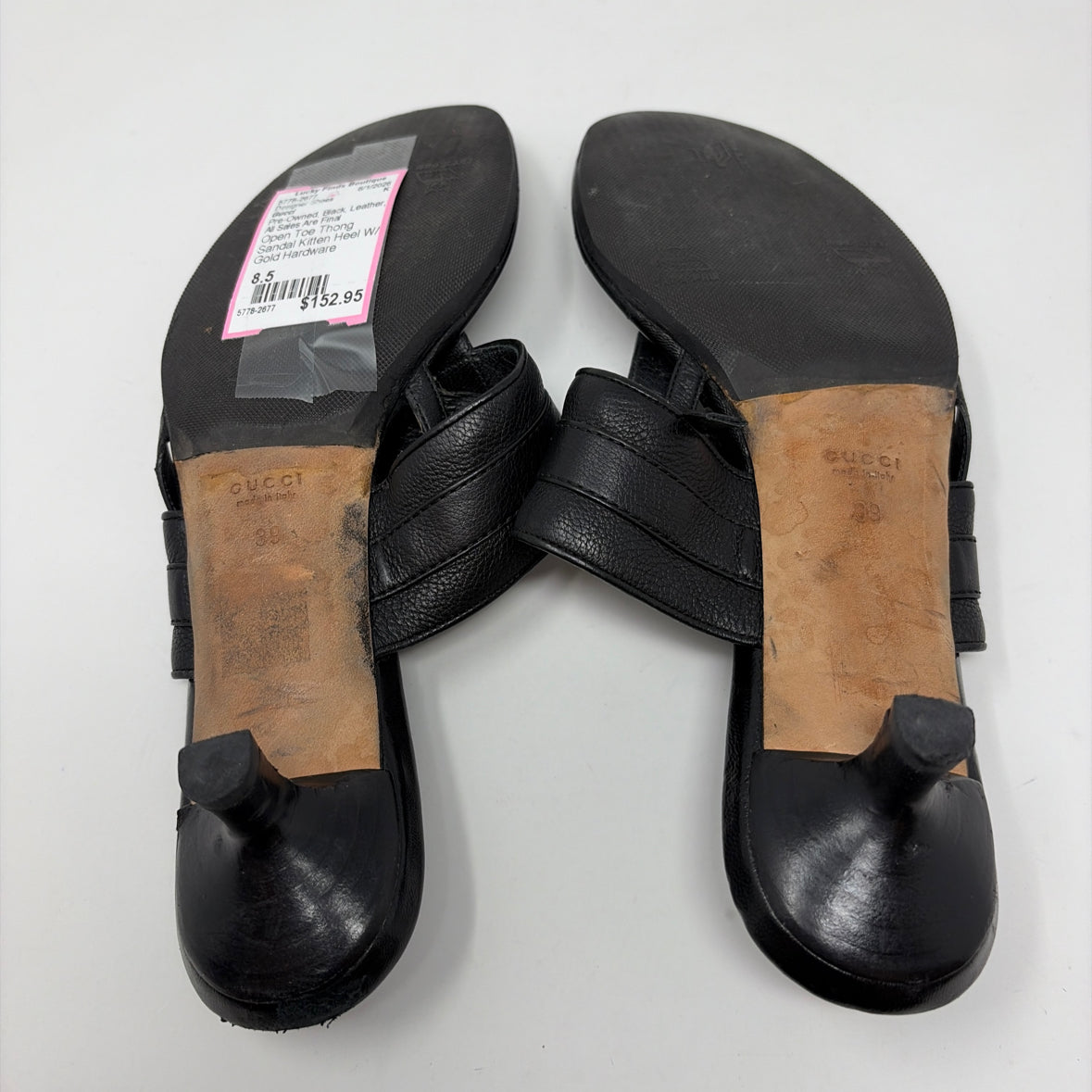 Pre-Owned Gucci Black Leather Shoe Size 8.5 Designer Shoes