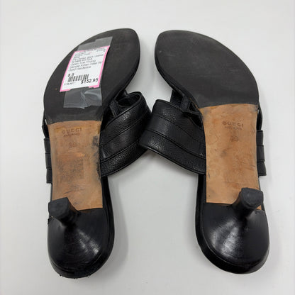 Pre-Owned Gucci Black Leather Shoe Size 8.5 Designer Shoes