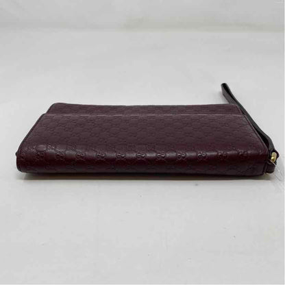 Pre-Owned Gucci Burgundy Leather Designer Wallet