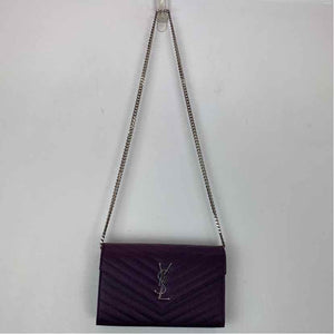 Pre-Owned Saint Laurent Purple Leather Designer Handbag