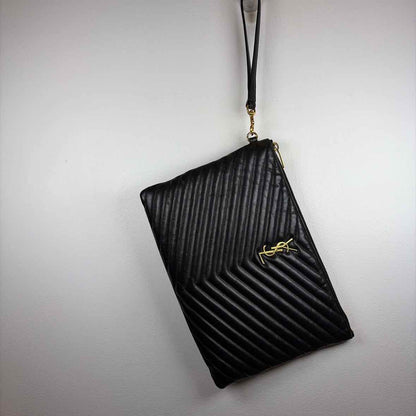 Pre-Owned Saint Laurent Black Leather Designer Handbag