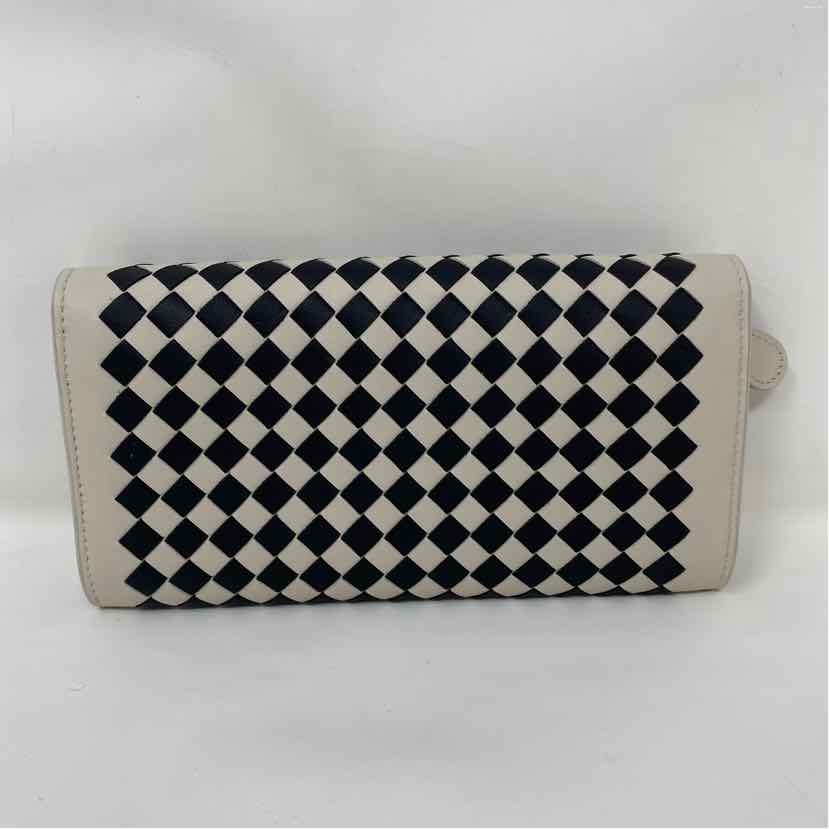 Pre-Owned Bottega Veneta Black/White Leather Designer Wallet