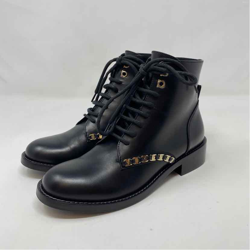 Pre-Owned Ferragamo Black Leather Shoe Size 7 Designer Shoes