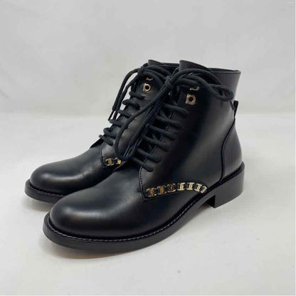 Pre-Owned Ferragamo Black Leather Shoe Size 7 Designer Shoes