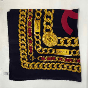 Pre-Owned Chanel Black Silk Designer Scarf