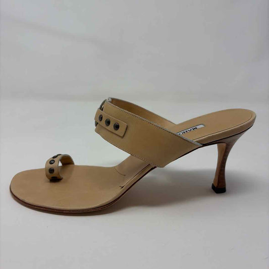 Pre-Owned Manolo Blahnik Tan Leather Shoe Size 9 Designer Shoes