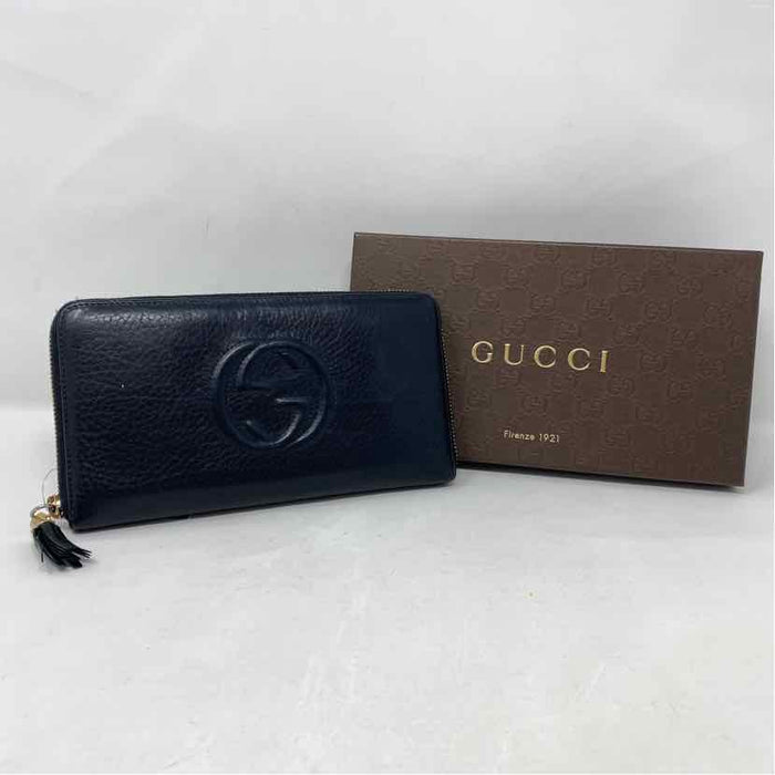 Pre-Owned Gucci Black Leather Designer Wallet