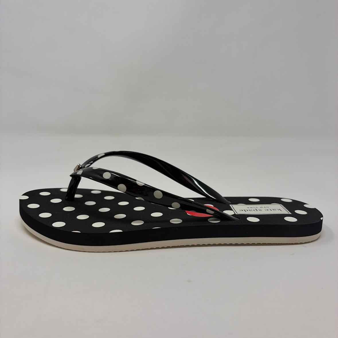 Pre-Owned Shoe Size 6 Kate Spade Black/White Flip Flops