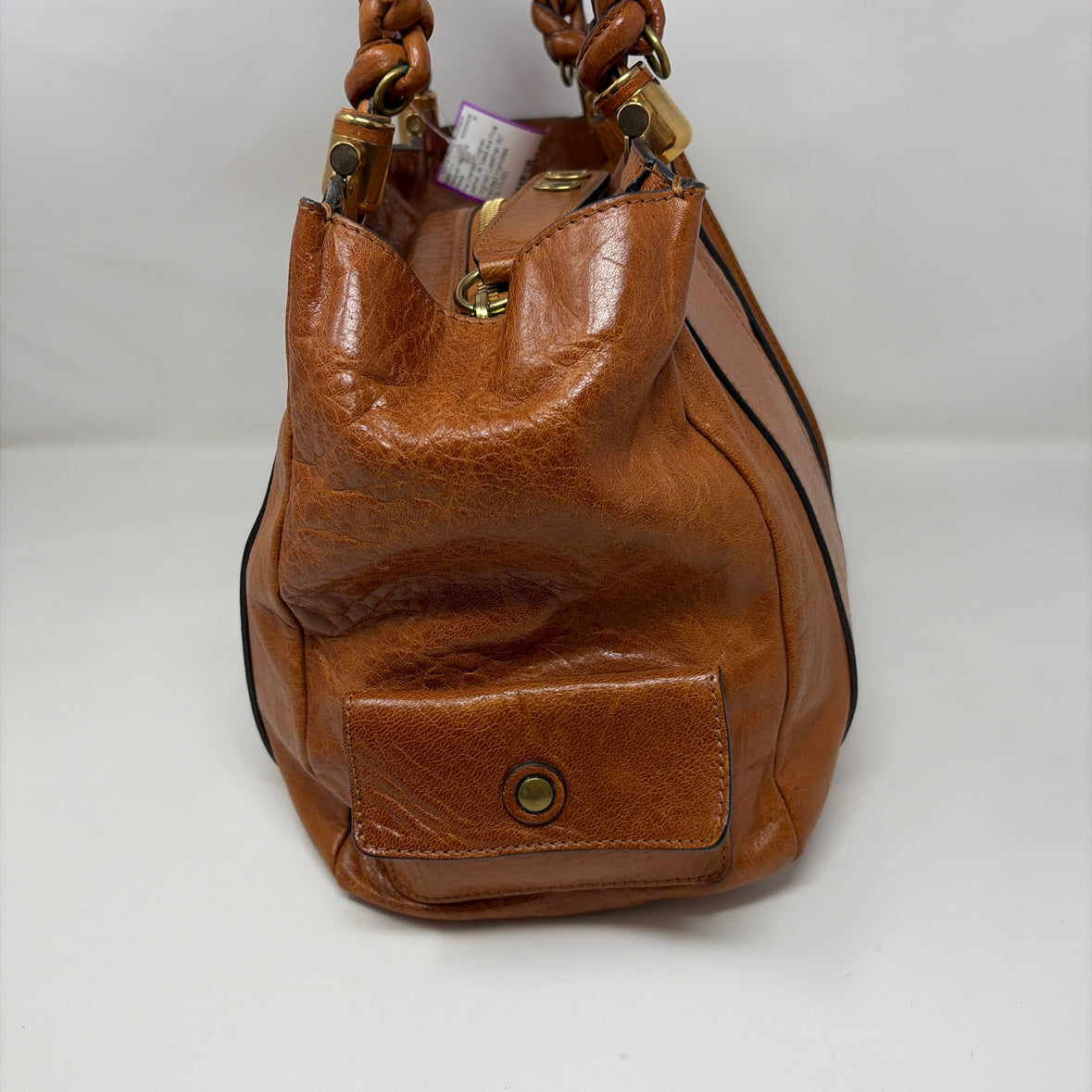 Pre-Owned Chloe Cognac Leather Designer Handbag